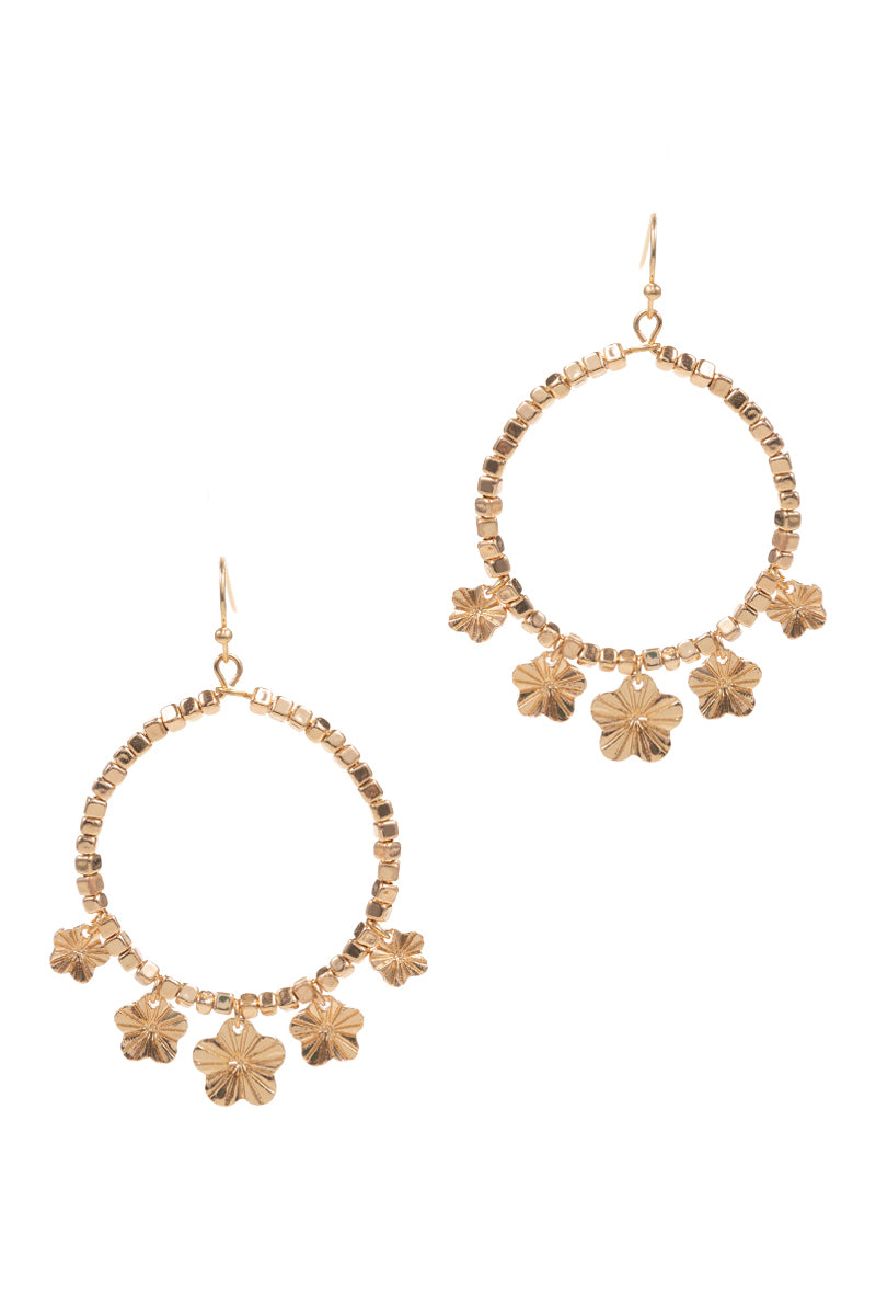 Flower Shaped Dangle Basic Metal Hook Earrings
