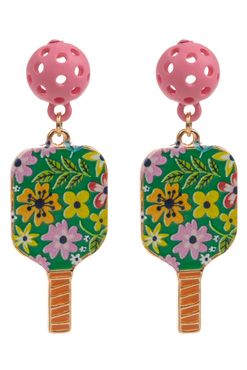 Sports Pickleball Enamel Titanium Post Earrings