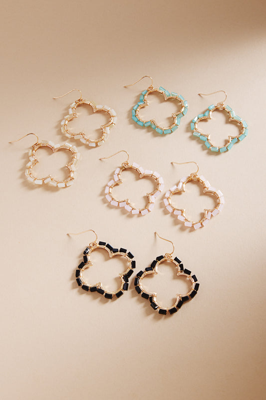 Clover Shaped Metal Hook Earrings