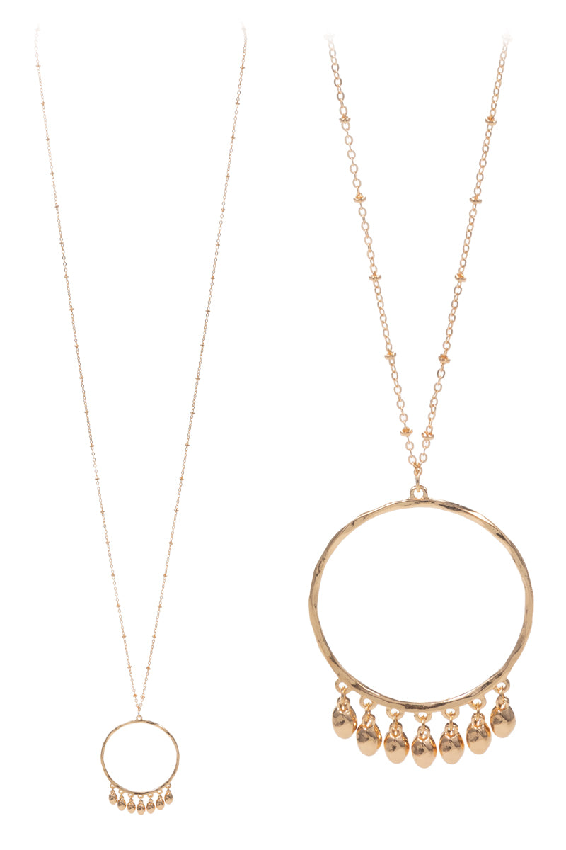 Organic Shaped Basic Metal Drop Long Necklace
