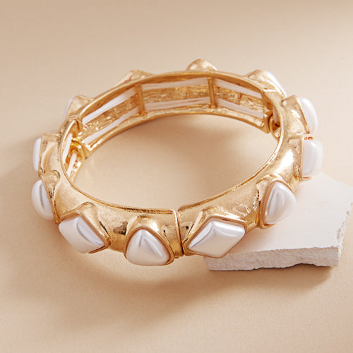 Multi Shaped Vintage Pearl Bangle Stretch Bracelet