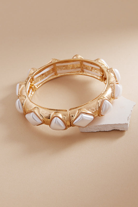 Multi Shaped Vintage Pearl Bangle Stretch Bracelet