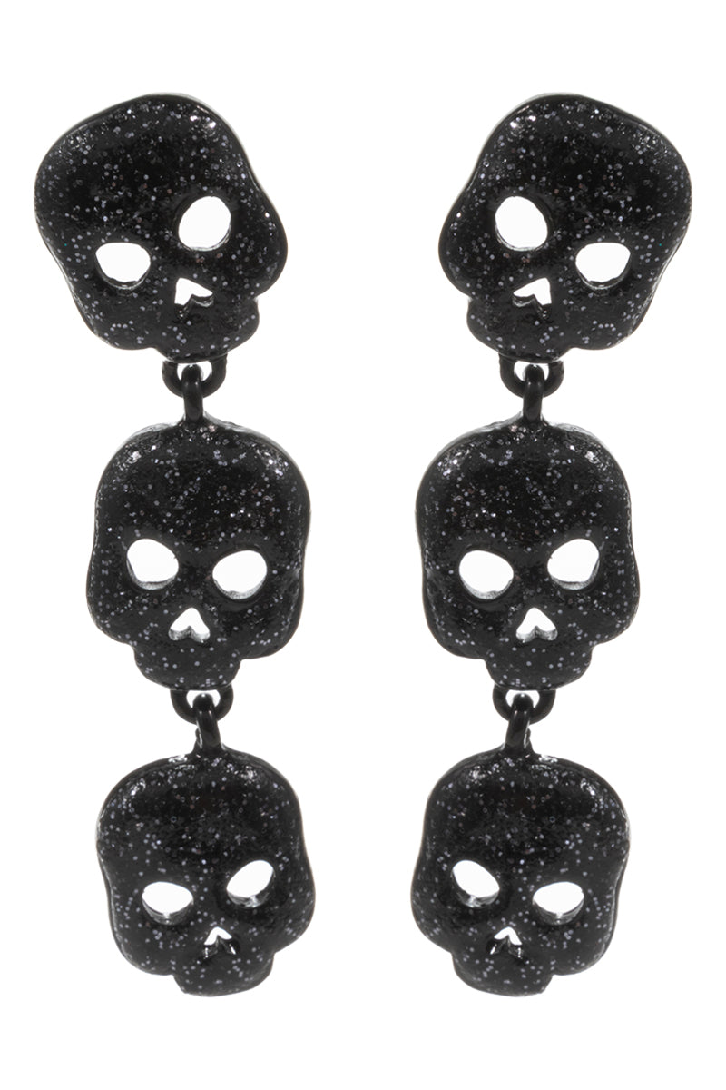 Halloween Skull Shaped 3 Drop Enamel Post Earrings