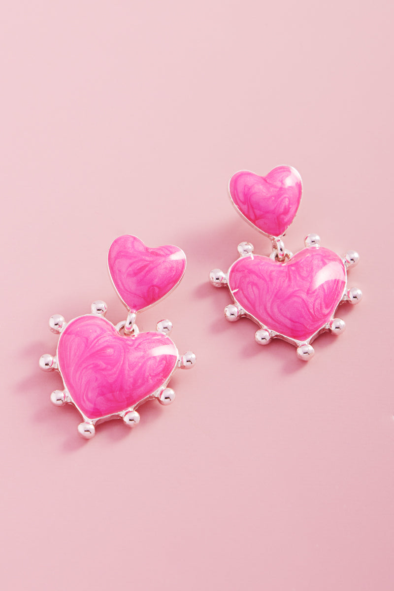 Valentines Day Heart Pearlize Enamel Post Earrings