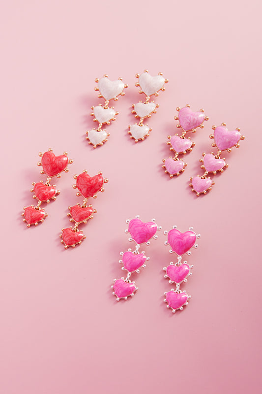 Valentines Day Heart Pearlize Enamel Post Earrings