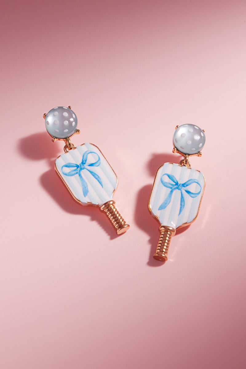 Sports Ball Enamel Bow Faux Cats Eye Post Earrings