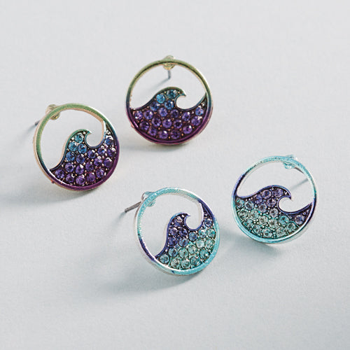 Summer Wave Sealife Gradation Print Post Earrings