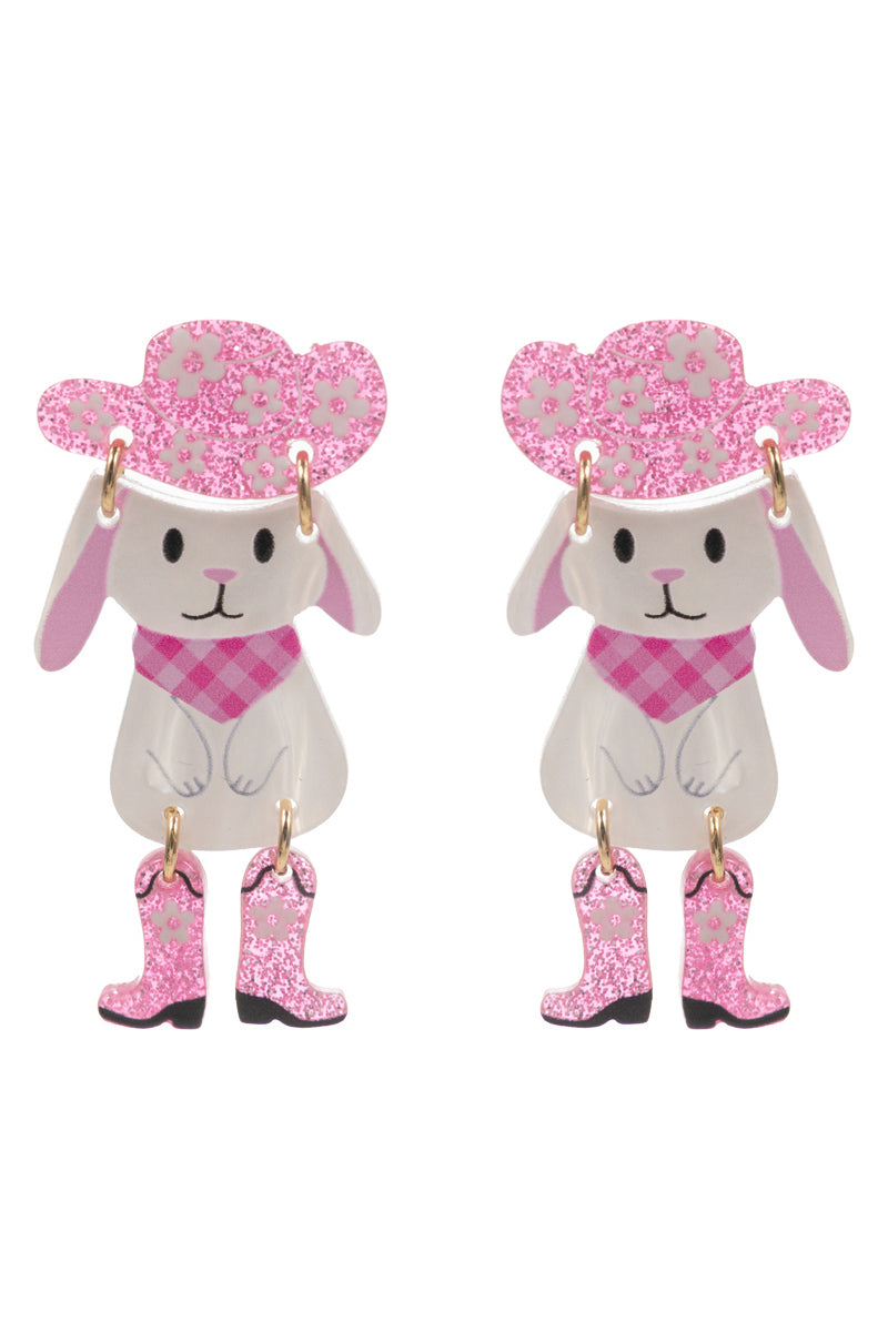 Easter Bunny Acetate Western Style Post Earrings