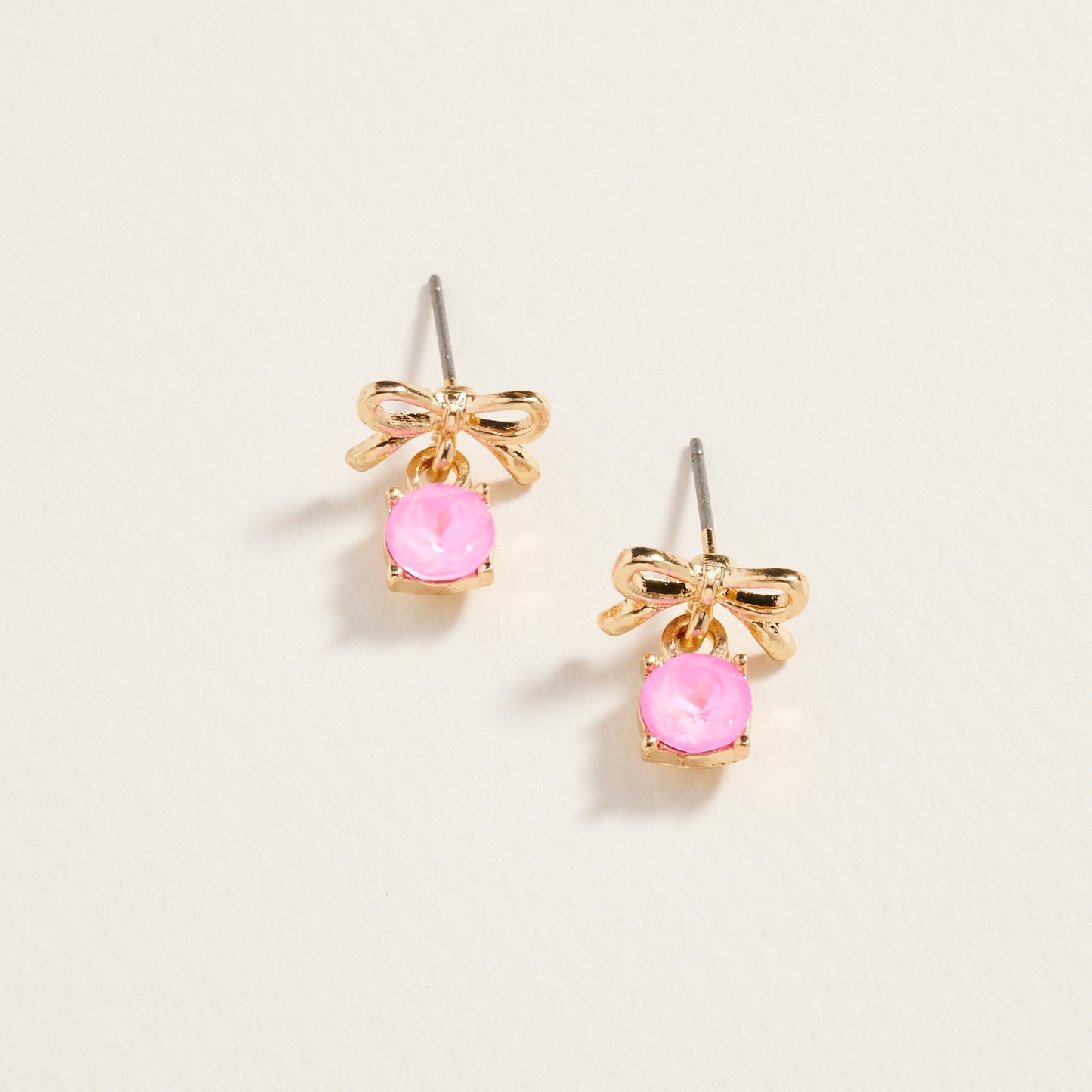 Rhinestone Stud Bow Ribbon Post Earrings Jewelry