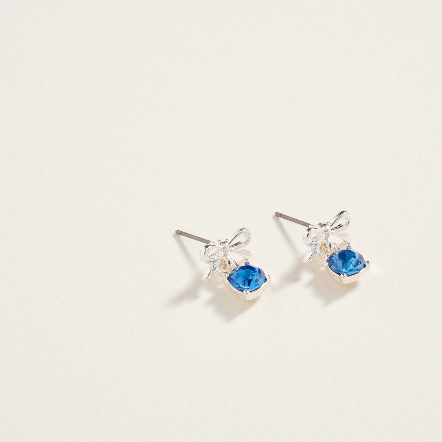 Rhinestone Stud Bow Ribbon Post Earrings Jewelry