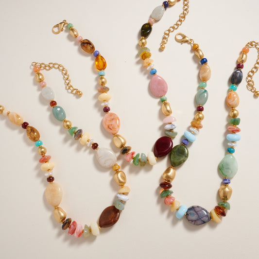 18 Inch Natural Mixed Marbled Ombre Necklace