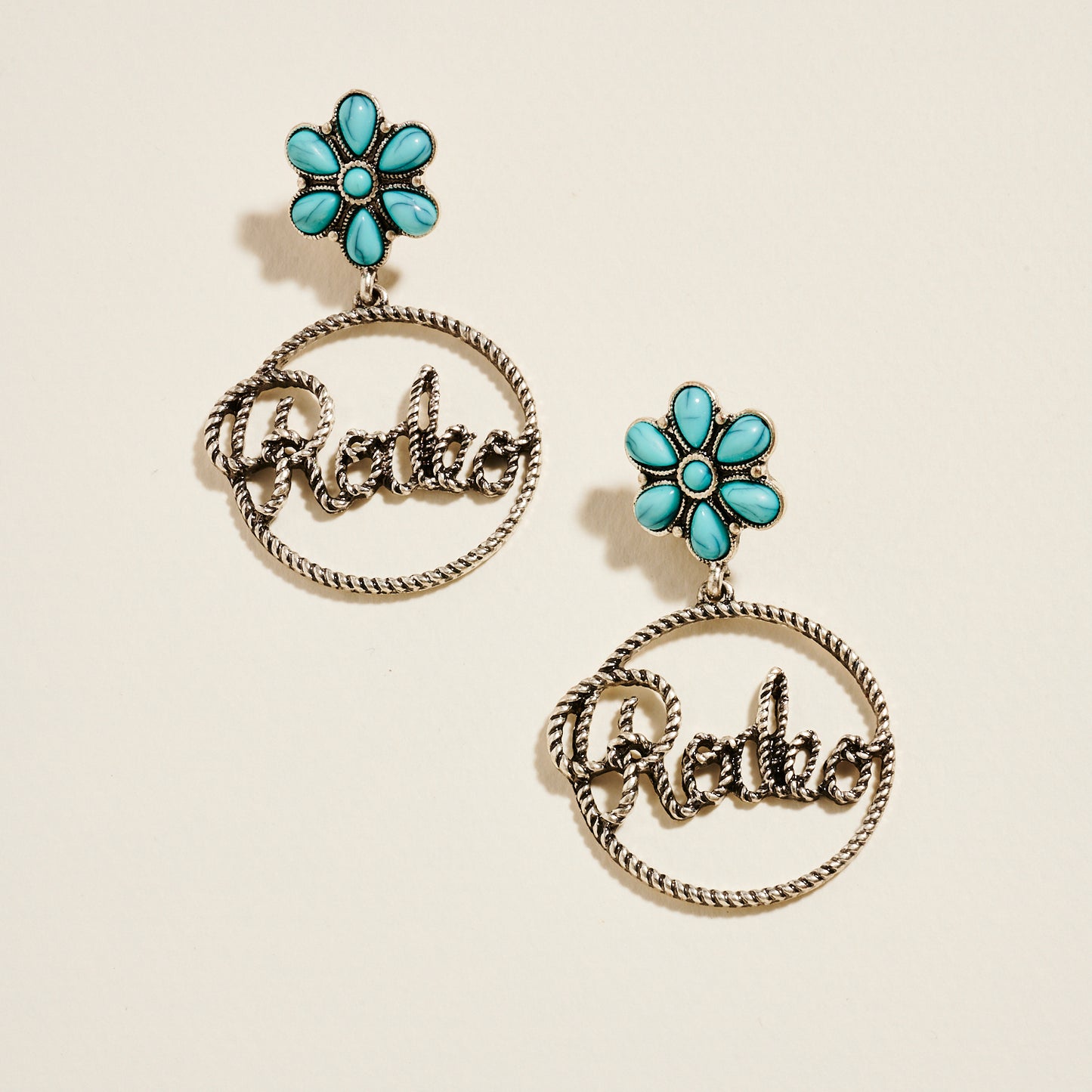 Western Boho Rodeo Turquoise Flower Post Earrings