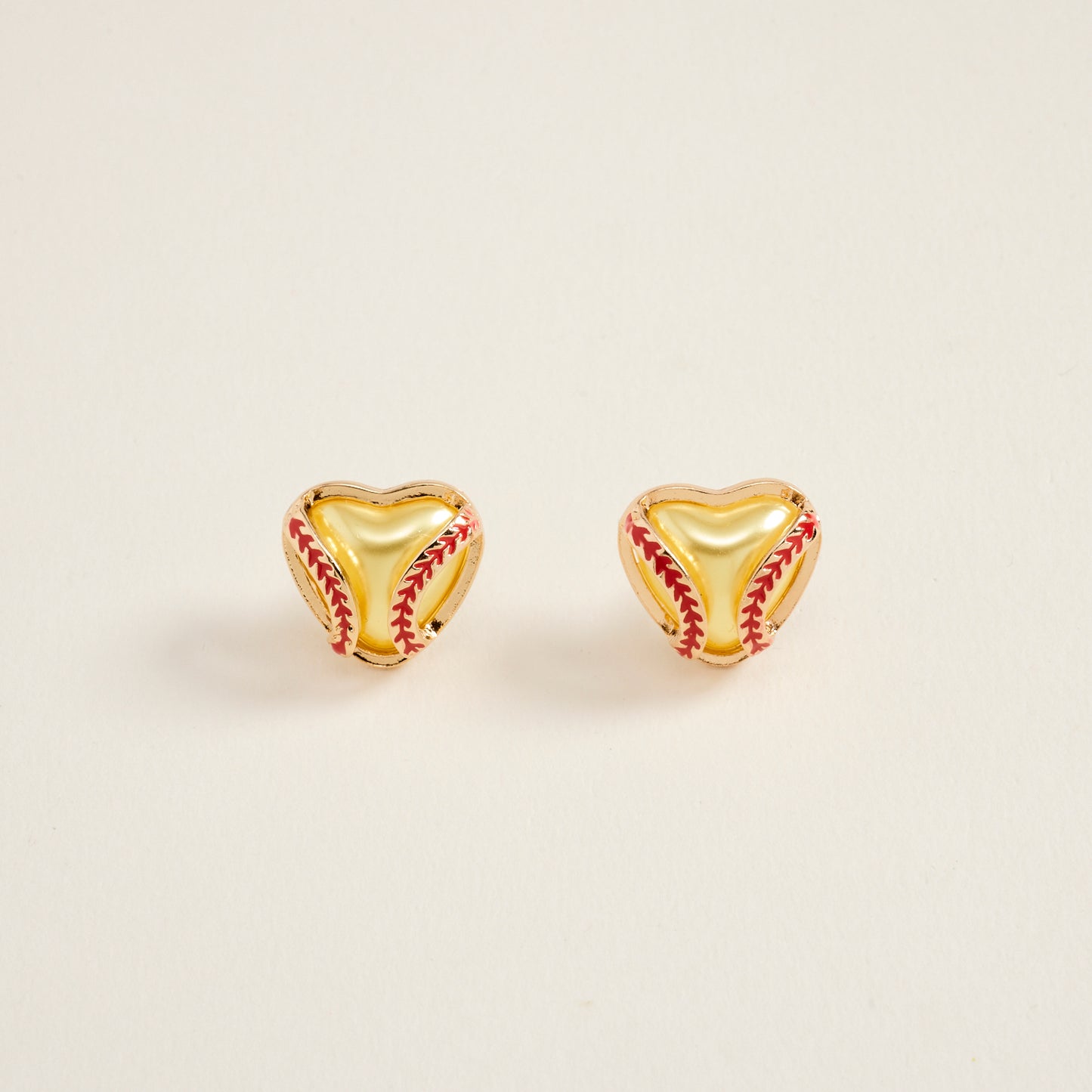 0.75 Inch Metal Softball Frame Heart Pearl Earrings