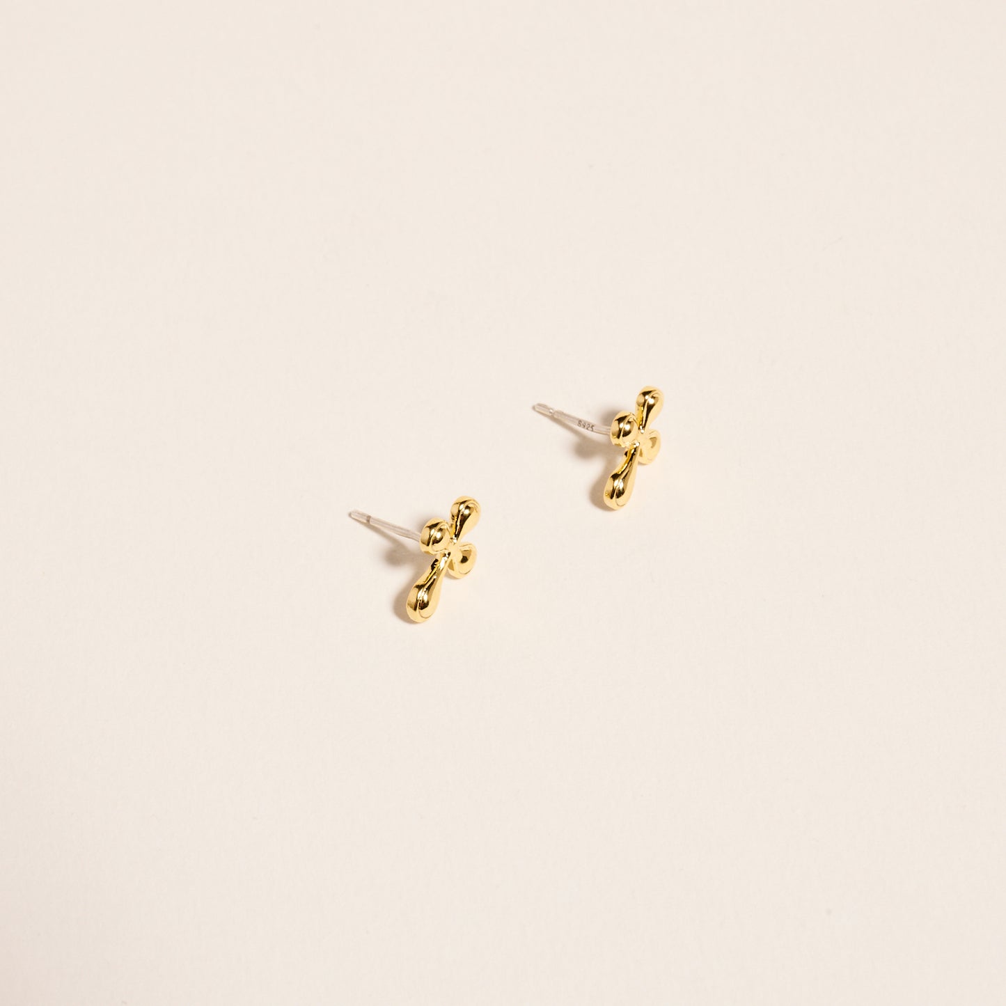 18K Gold Dipped Cross Christian Faith Post Earring