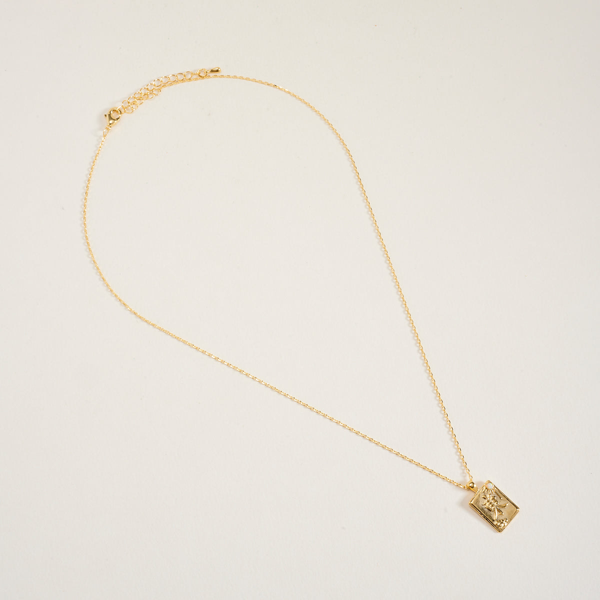 18K Gold Dipped Mahjong Winds Tile Pendant Necklace