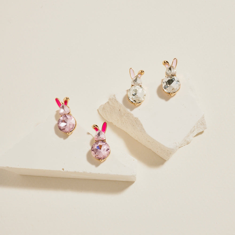 Easter Bunny Rabbit Ears Rhinestone Post Earrings – Designature Newyork